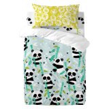 Dynebetrk st HappyFriday Moshi Moshi Panda Garden Blue Bl Vugge til baby 2 Dele #1