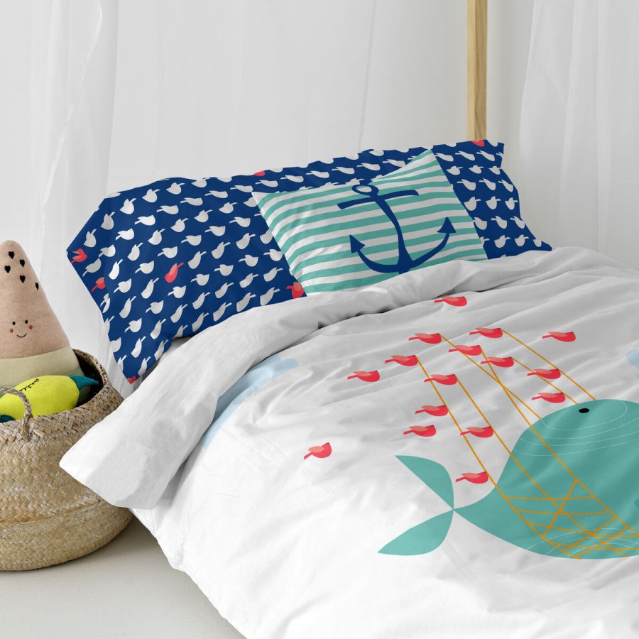 Dynebetrk st HappyFriday Moshi Moshi Whale Multifarvet Seng 105 2 Dele #11