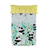 Sengetj st HappyFriday Moshi Moshi Panda garden blue Bl Seng 105 2 Dele #1
