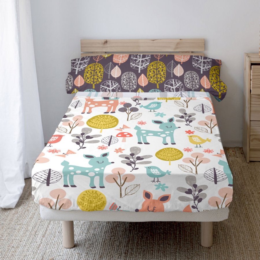 Sengetj st HappyFriday Moshi Moshi Woodland Multifarvet Seng 105 2 Dele #6