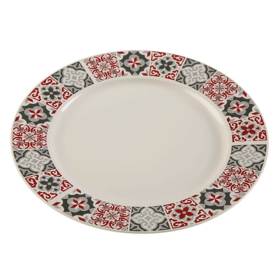 Flad Plade Versa Rdbrun Multifarvet Porceln #1