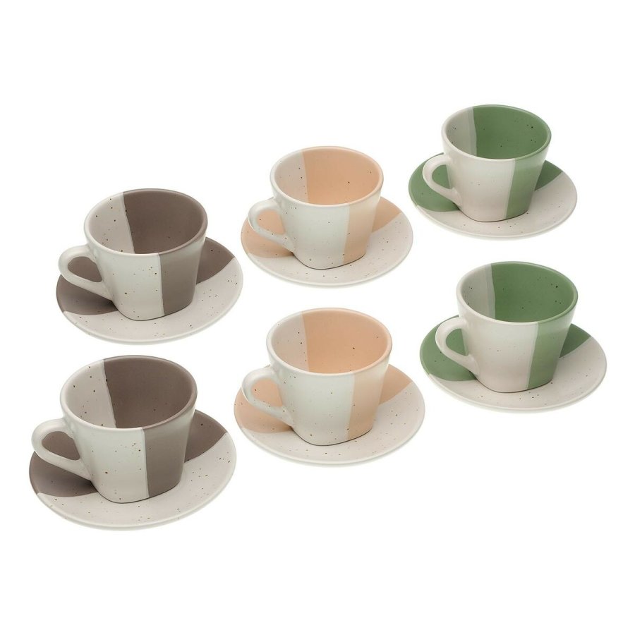 Set med kopper og underkopper Versa Clara Keramik 9 x 6,5 x 9 cm #1