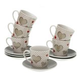 Set med kopper og underkopper Versa Sweet Porceln 9 x 14 x 14 cm 10,5 x 8 x 6 cm 14 x 14 x 2 cm #1