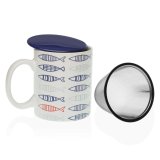 Krus med infusionsfilter Versa Fisk Porceln Stentj #1