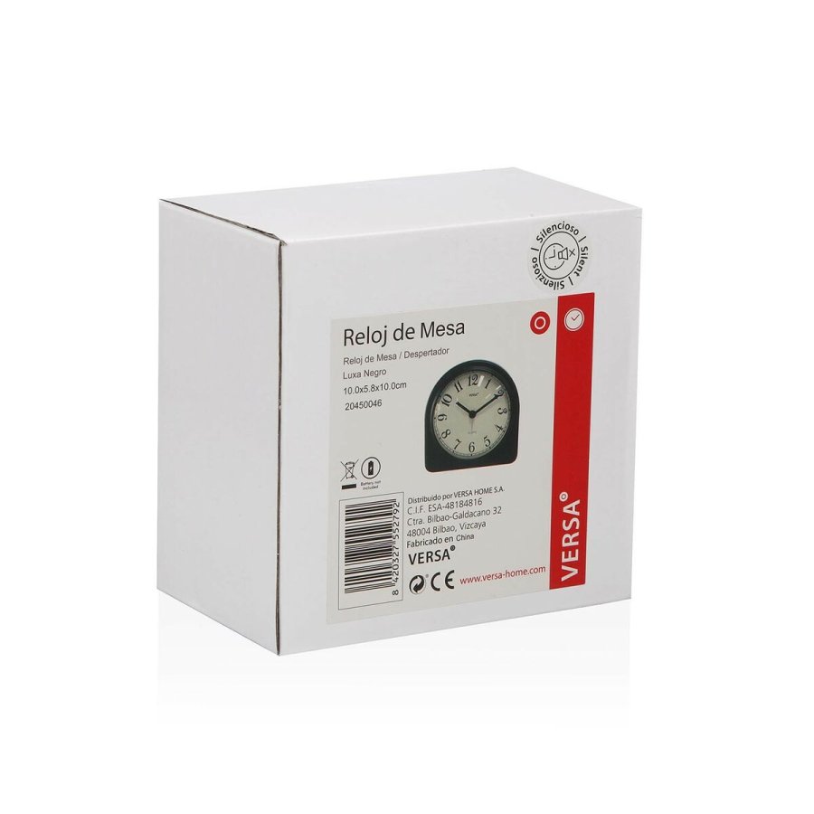 Namizna ura Versa Luxa Sort Plastik 5,8 x 10 x 10 cm #13