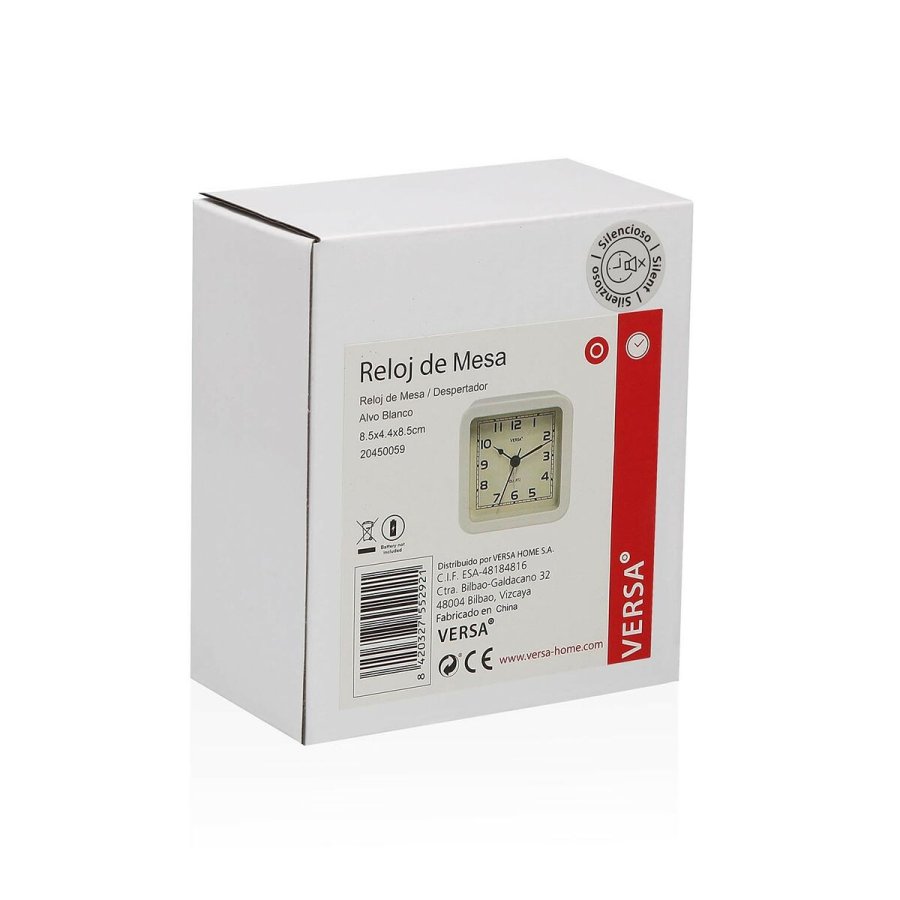 Namizna ura Versa Alvo Hvid Plastik 4,5 x 8,5 x 8,5 cm #9
