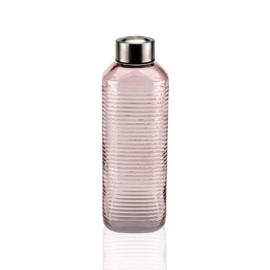 Vandflaske Versa Pink Glas Aluminium 1 L 8,3 x 23,5 x 8,3 cm #1