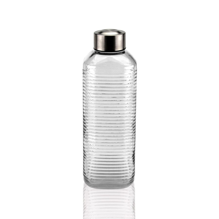 Vandflaske Versa Gennemsigtig Glas Aluminium 1 L 8,3 x 23,5 x 8,3 cm #1