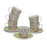 Set med kopper og underkopper Versa Porceln Cvetlice #1