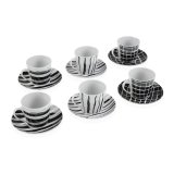 Set med kopper og underkopper Versa Sort Porceln #1