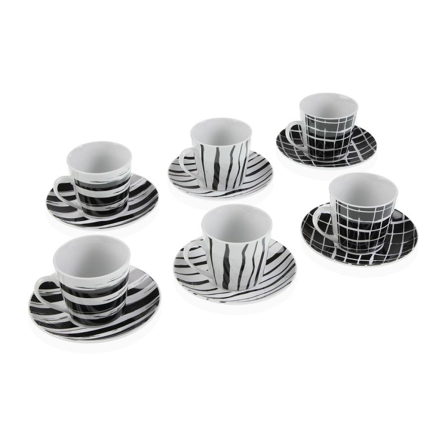 Set med kopper og underkopper Versa Sort Porceln #1