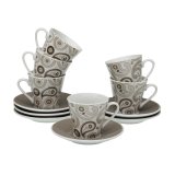 S�t med 6 kopper og underkopper Versa Glob Porcel�n #1
