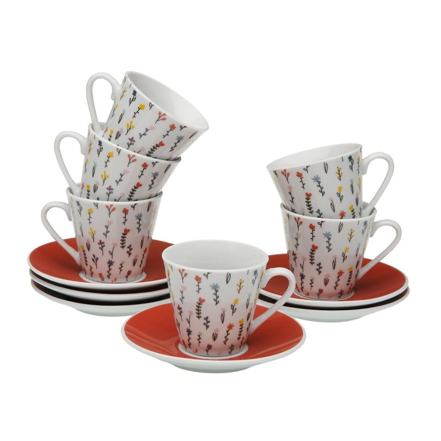 S�t med 6 kopper og underkopper Versa Blume Porcel�n #1