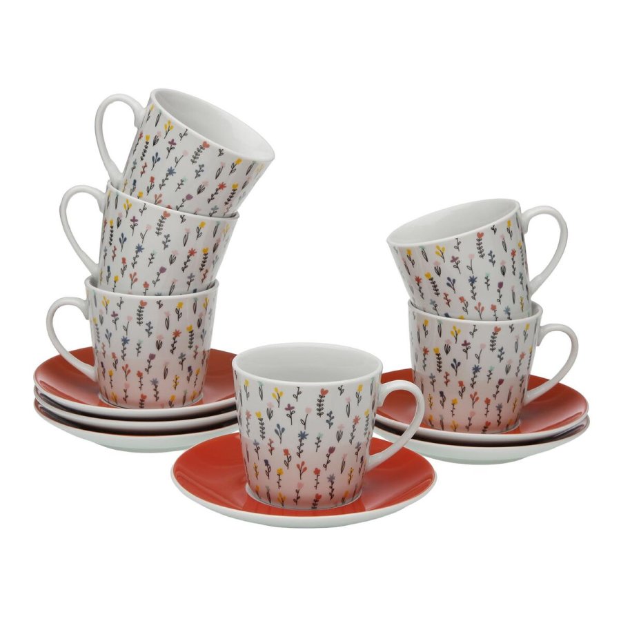 S�t med 6 kopper og underkopper Versa Blume Porcel�n #1