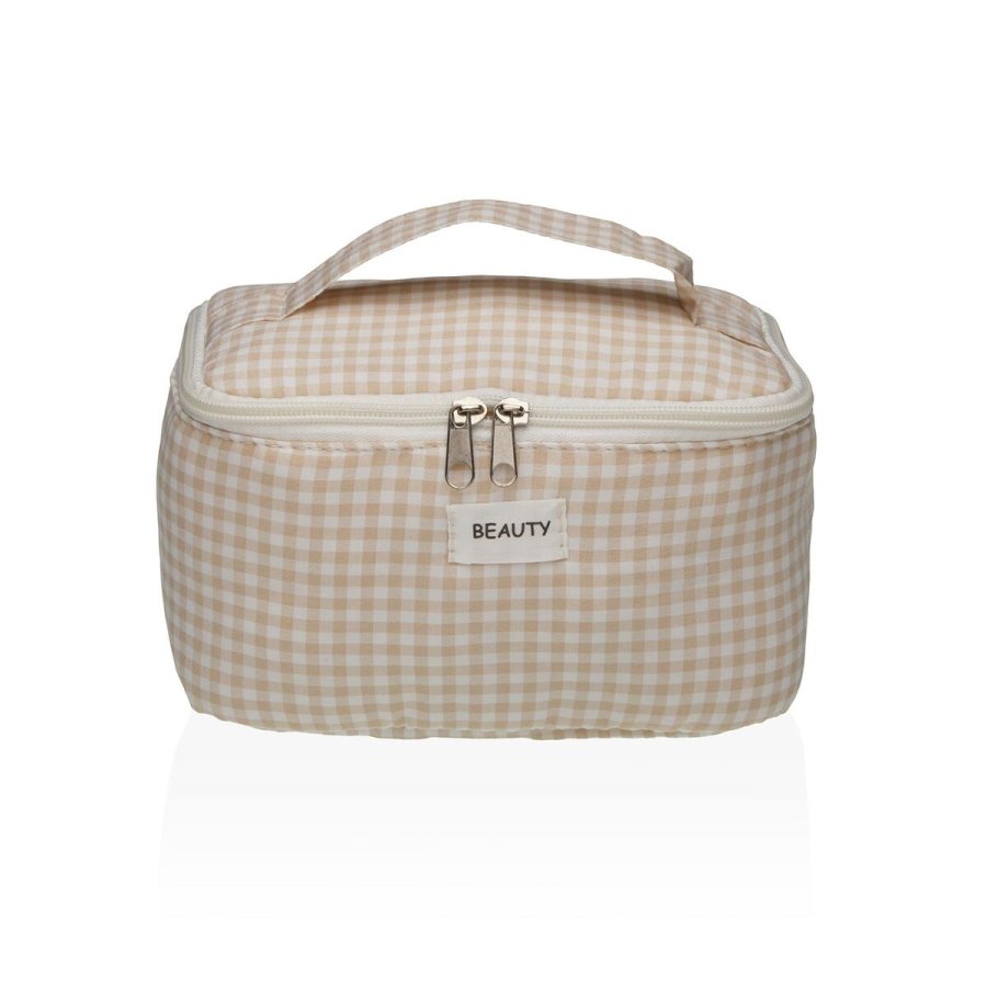 Rejsetoilettaske Versa Vichy Beige Polyester Tekstil 12 x 12 x 20 cm #1