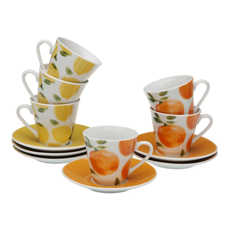 S�t med 6 kopper og underkopper Versa Orange Porcel�n Citron #1