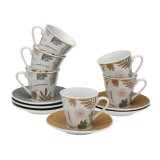 S�t med 6 kopper og underkopper Versa TABITHA Porcel�n #1