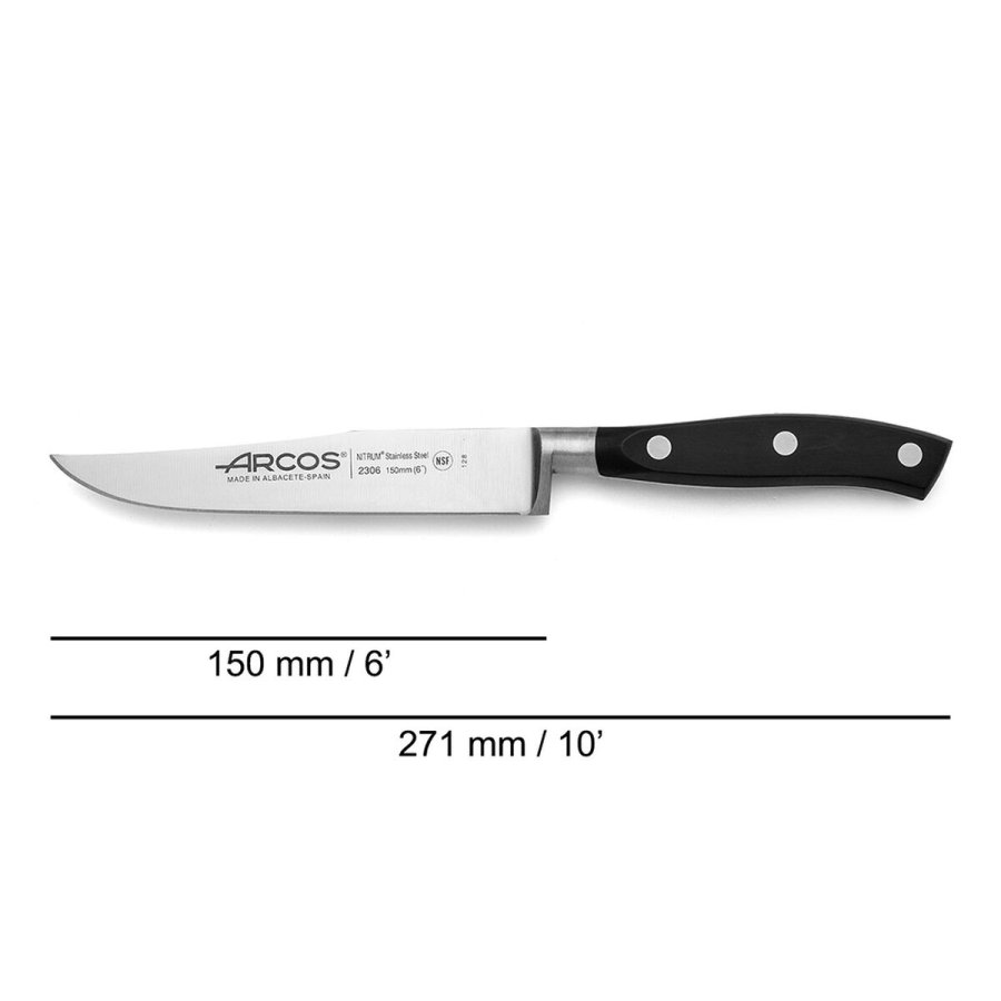 Kkkenkniv Arcos serie riviera Sort Stl 15 cm 6