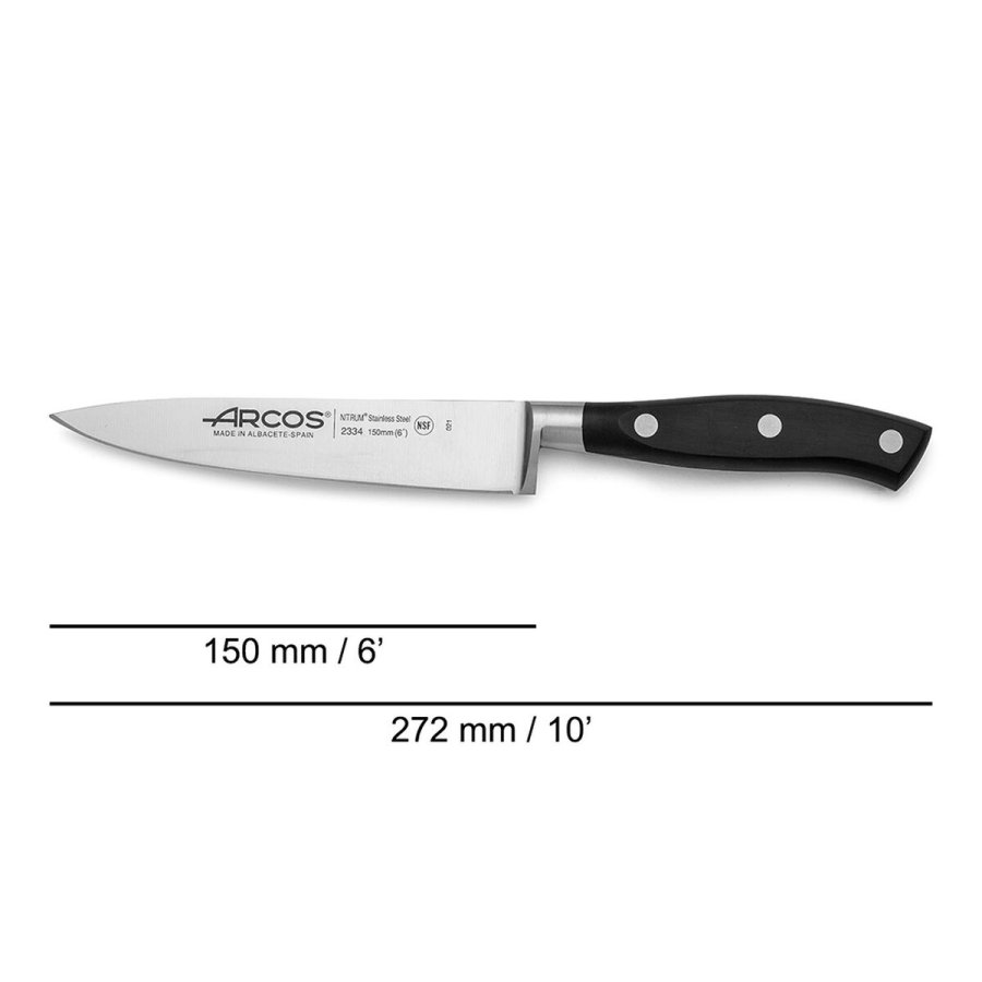 Kkkenkniv Arcos serie riviera Sort Stl 15 cm 6