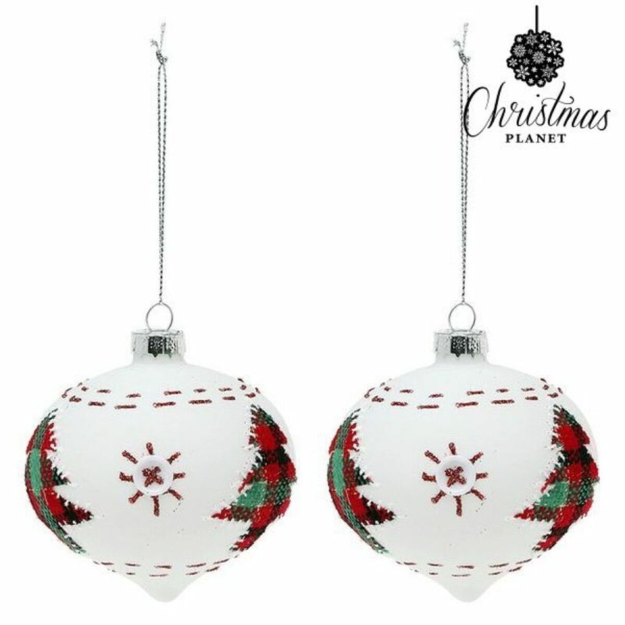 Julekugler 8 cm (2 uds) Krystal Hvid #1