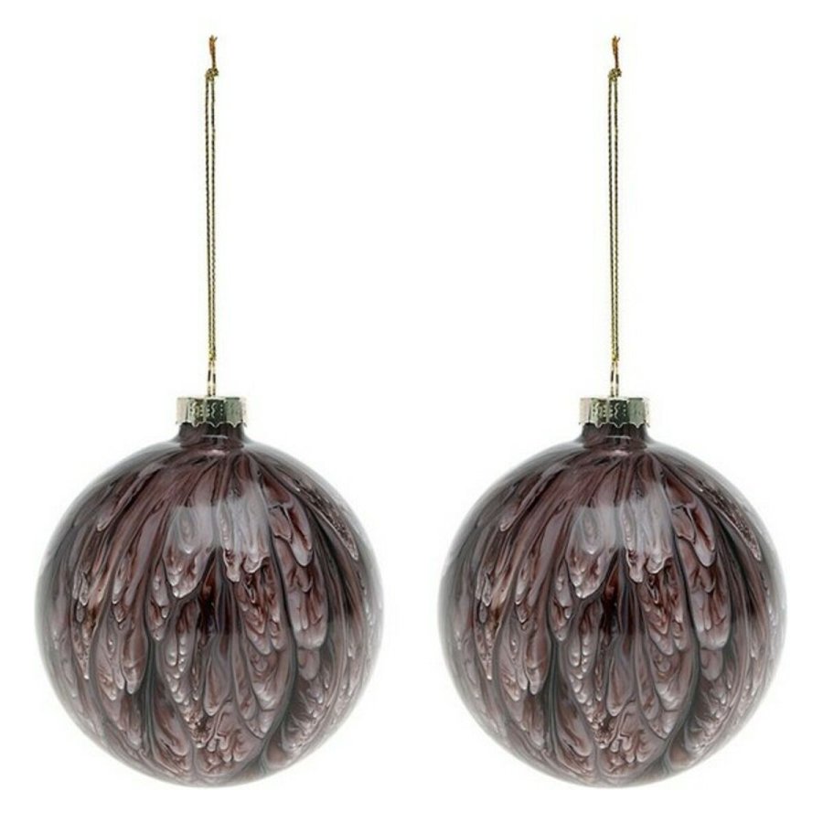 Julekugler (2 pcs) 113572 Brun Rd 8 cm (2 enheder) #5