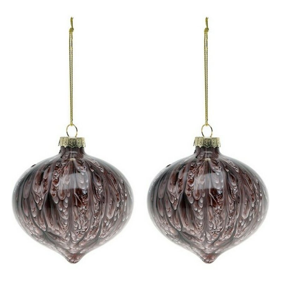Julekugler (2 pcs) 112490 Brun Rd 8 cm (2 enheder) #5