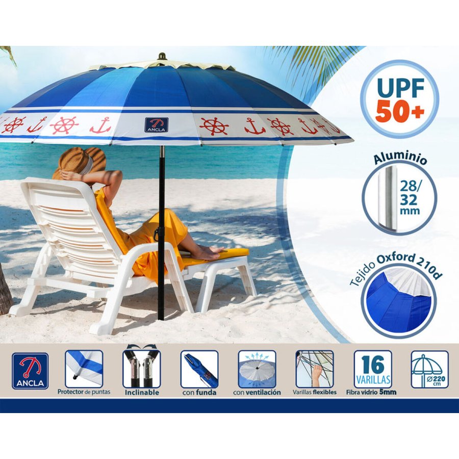 Solskrm Bl  220 cm SPF50+ Anker #3