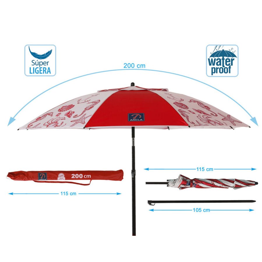 Solskrm Rd  200 cm SPF50+ Marine #5