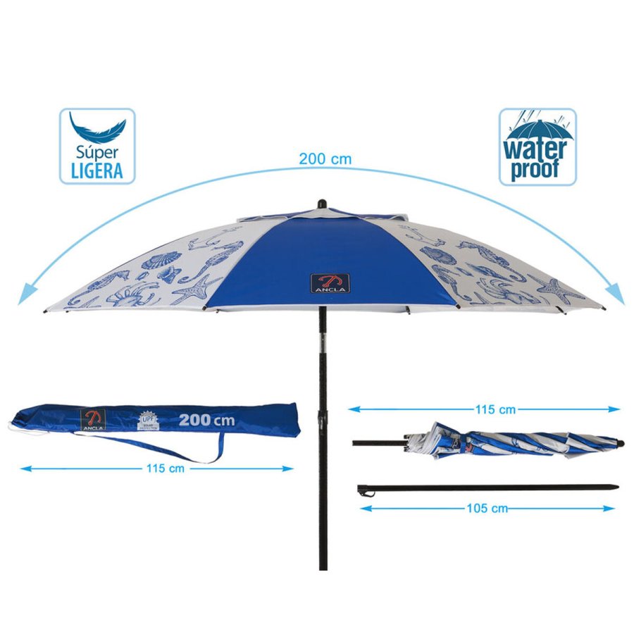 Solskrm Bl  200 cm SPF50+ Marine #5