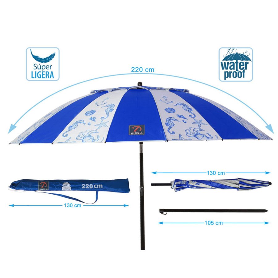 Solskrm Bl  220 cm SPF50+ Marine #5