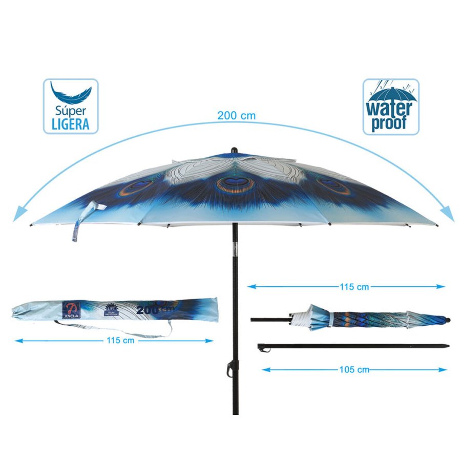 Solsk�rm Bl� � 200 cm SPF50+ P�fugl #5