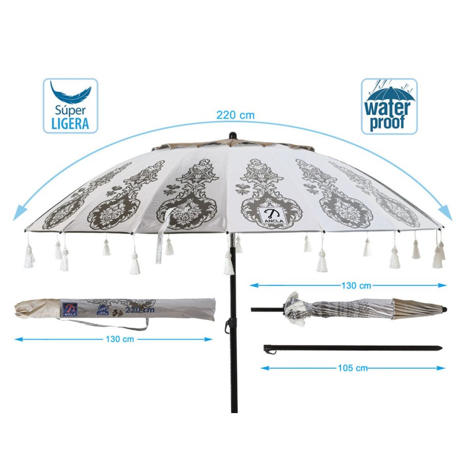 Solskrm Hvid  220 cm SPF50+ Boho #5