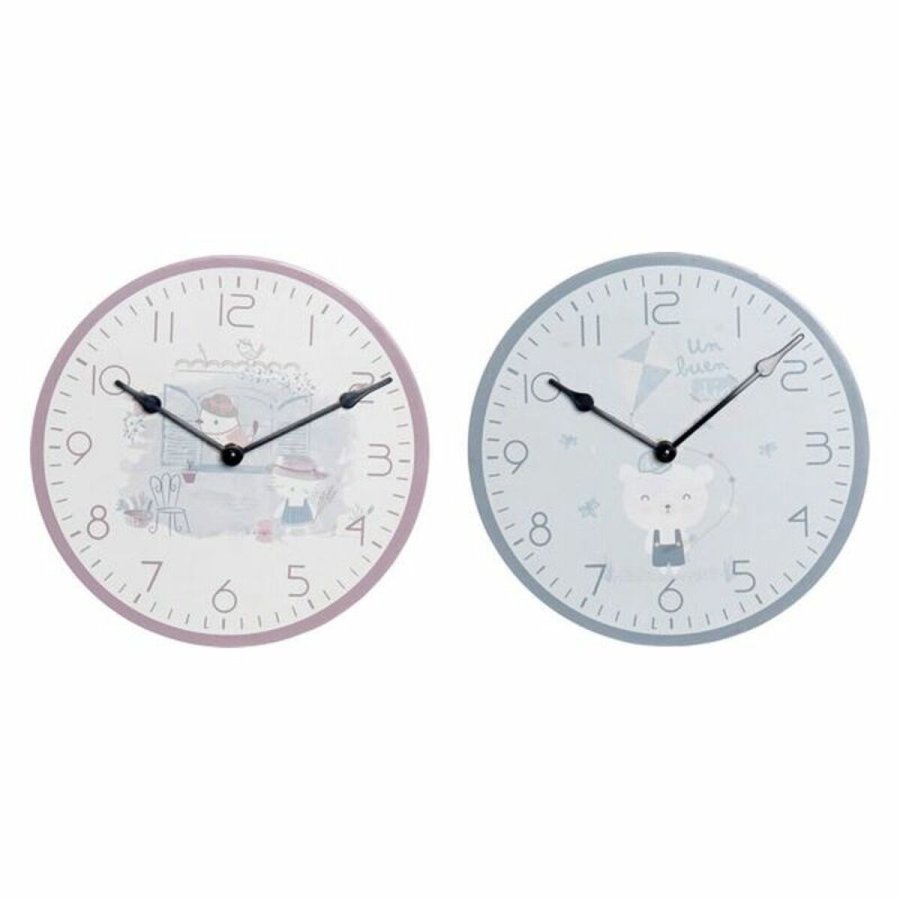 Vgur DKD Home Decor Bl Multifarvet Pink Tr Metal Plastik Tr MDF Brns Fugl 24 x 3 x 24 cm (2 enheder) #1