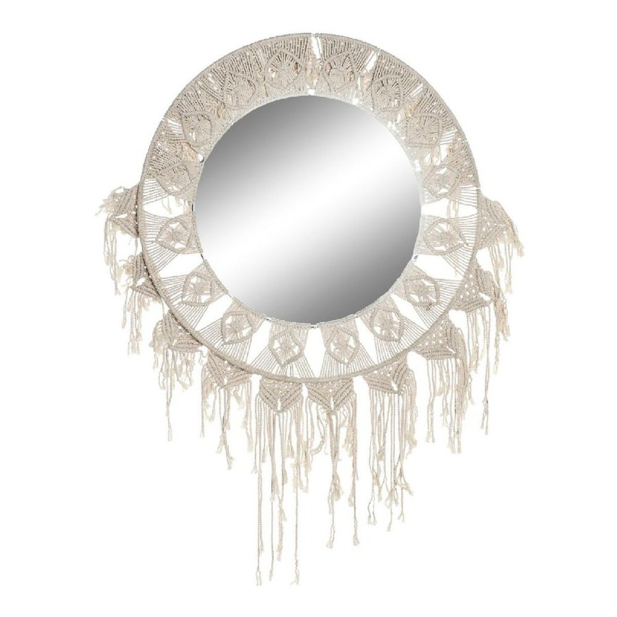 Vgspejl DKD Home Decor Hvid Boho Makram 75 x 2 x 75 cm #1