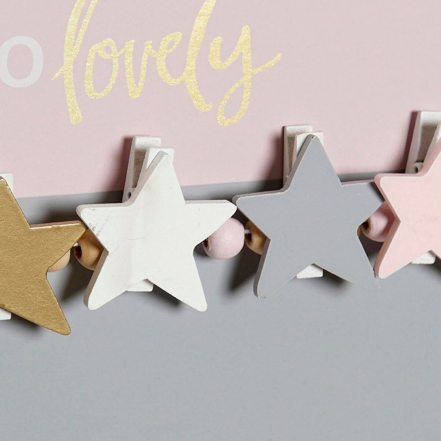Fotoramme med klemmer DKD Home Decor Hello Lovely Tr MDF Stjerner 40 x 1 x 24 cm #5