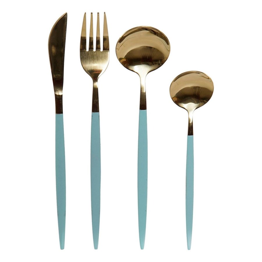 Bestikst DKD Home Decor Grn Gylden Rustfrit stl 1,5 x 0,5 x 22,3 cm 16 Dele #1