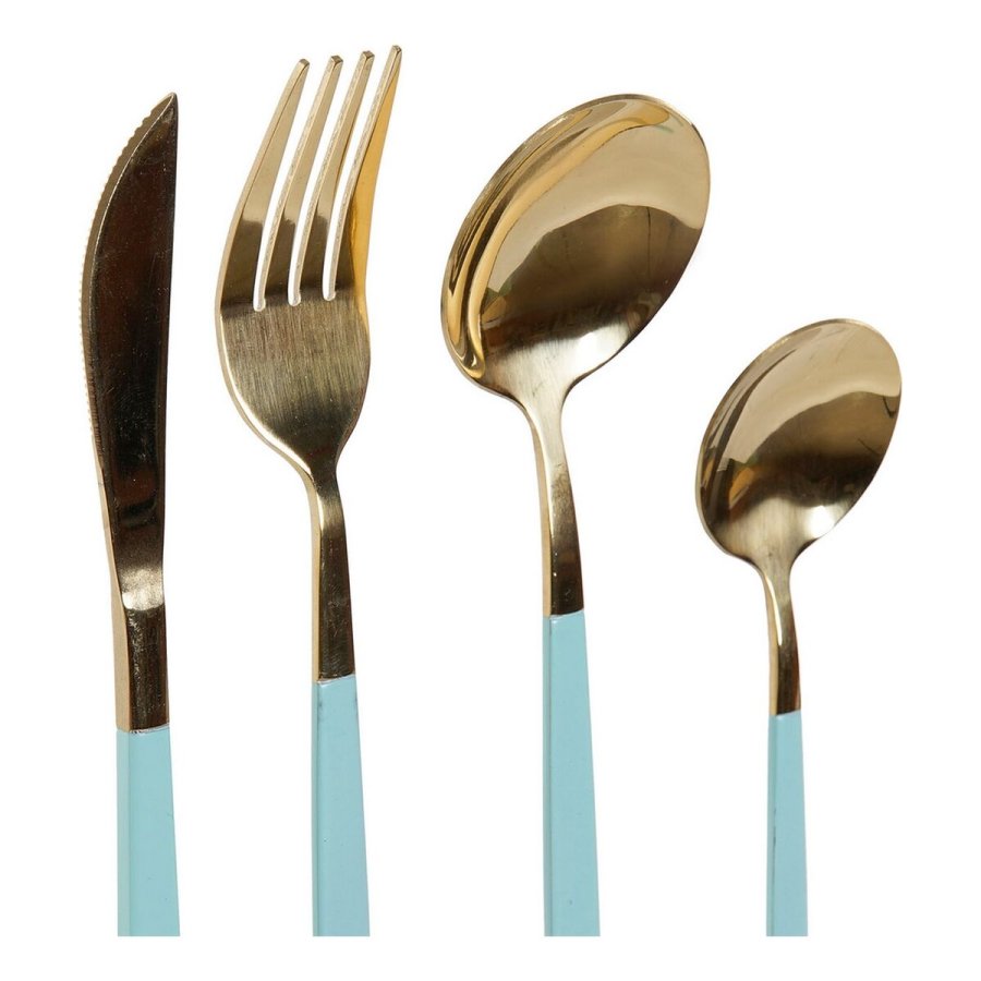Bestikst DKD Home Decor Grn Gylden Rustfrit stl 1,5 x 0,5 x 22,3 cm 16 Dele #7