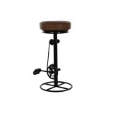 Taburet DKD Home Decor Sort Lder Metal Lys brun (44 x 38 x 82 cm) #1
