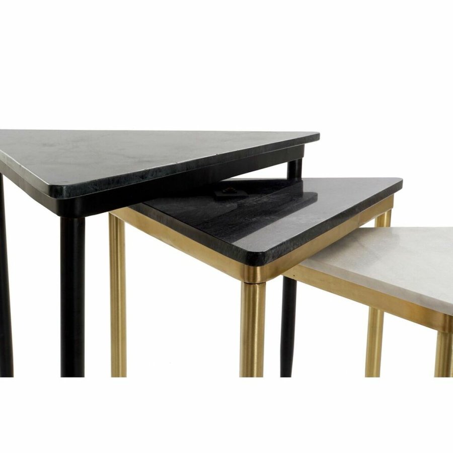 Set med 3 sm borde DKD Home Decor Hvid Sort Grn Gylden 68 x 46,5 x 53 cm #6