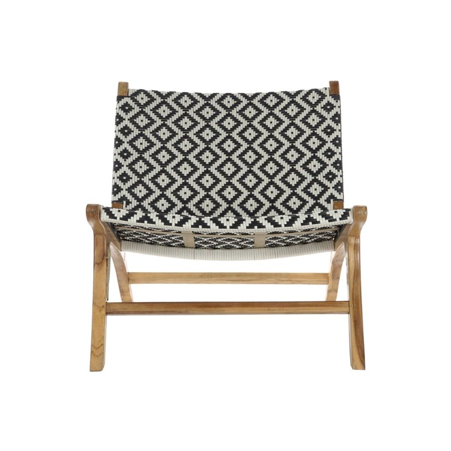 Vrtni stol DKD Home Decor Hvid Sort Natur PVC Teak 65 x 80 x 68 cm #6