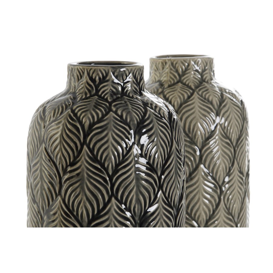 Vase DKD Home Decor Grn Gr Porceln Orientalsk 16 x 16 x 40 cm (2 enheder) #2