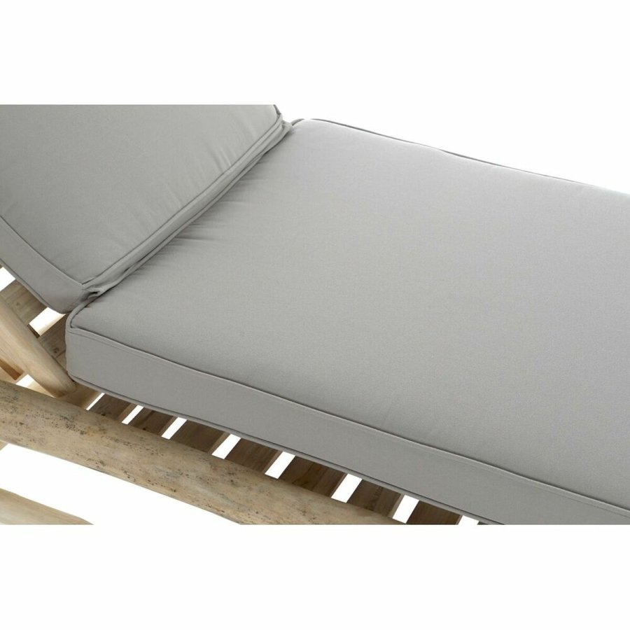 Lealnik DKD Home Decor Natur Teak Polyester Lysegr� (209 x 86 x 35 cm) #2