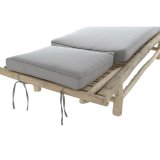 Lealnik DKD Home Decor Natur Teak Polyester Lysegr� (209 x 86 x 35 cm) #3