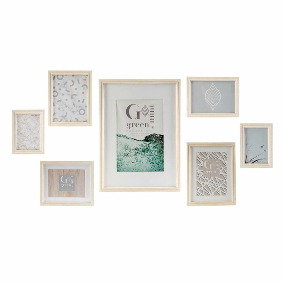 Vg billedramme DKD Home Decor 32,5 x 1,5 x 45 cm Krystal Natur Grn Tr MDF Skandinavisk #1
