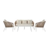Sofa og spisebordss�t DKD Home Decor MB-179038 Have Beige Metal Aluminium Tov 151,5 x 72 x 70 cm (4 pcs) #1