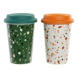 Krus DKD Home Decor Terrazo Silikone Porceln (400 ml) (4 pcs) #1