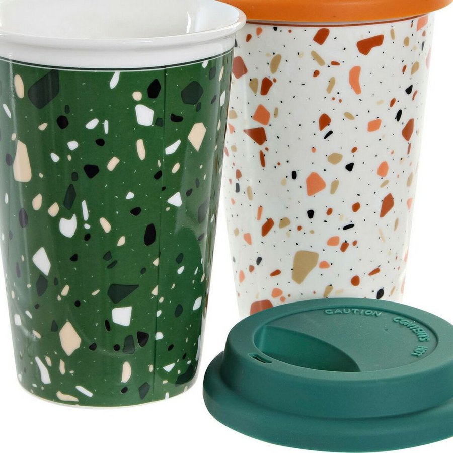 Krus DKD Home Decor Terrazo Silikone Porceln (400 ml) (4 pcs) #4