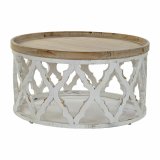 Sofabord DKD Home Decor Hvid Lys brun Gran Tr MDF 81 x 81 x 43,5 cm #1