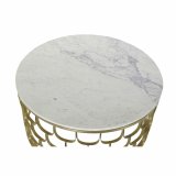 Sofabord DKD Home Decor 81 x 81 x 42 cm Gylden Hvid Plastik Marmor Jern #3