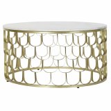 Sofabord DKD Home Decor 81 x 81 x 42 cm Gylden Hvid Plastik Marmor Jern #1